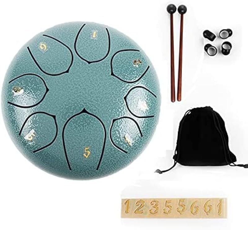 Handpan barato: qué se puede esperar 1 Tambor de lengua con baquetas
